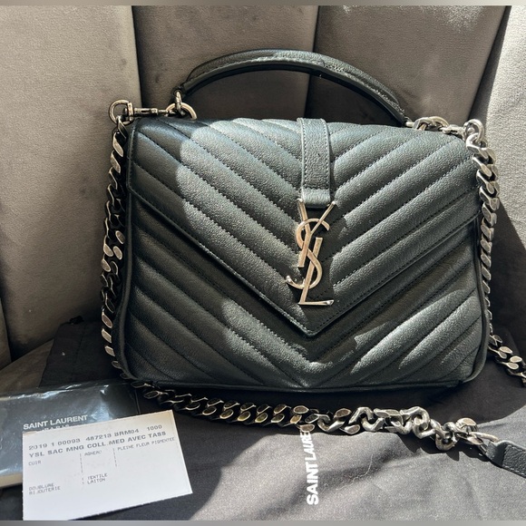 Sold-YSL Medium Quilted College Bag Black - Picture 3 of 17